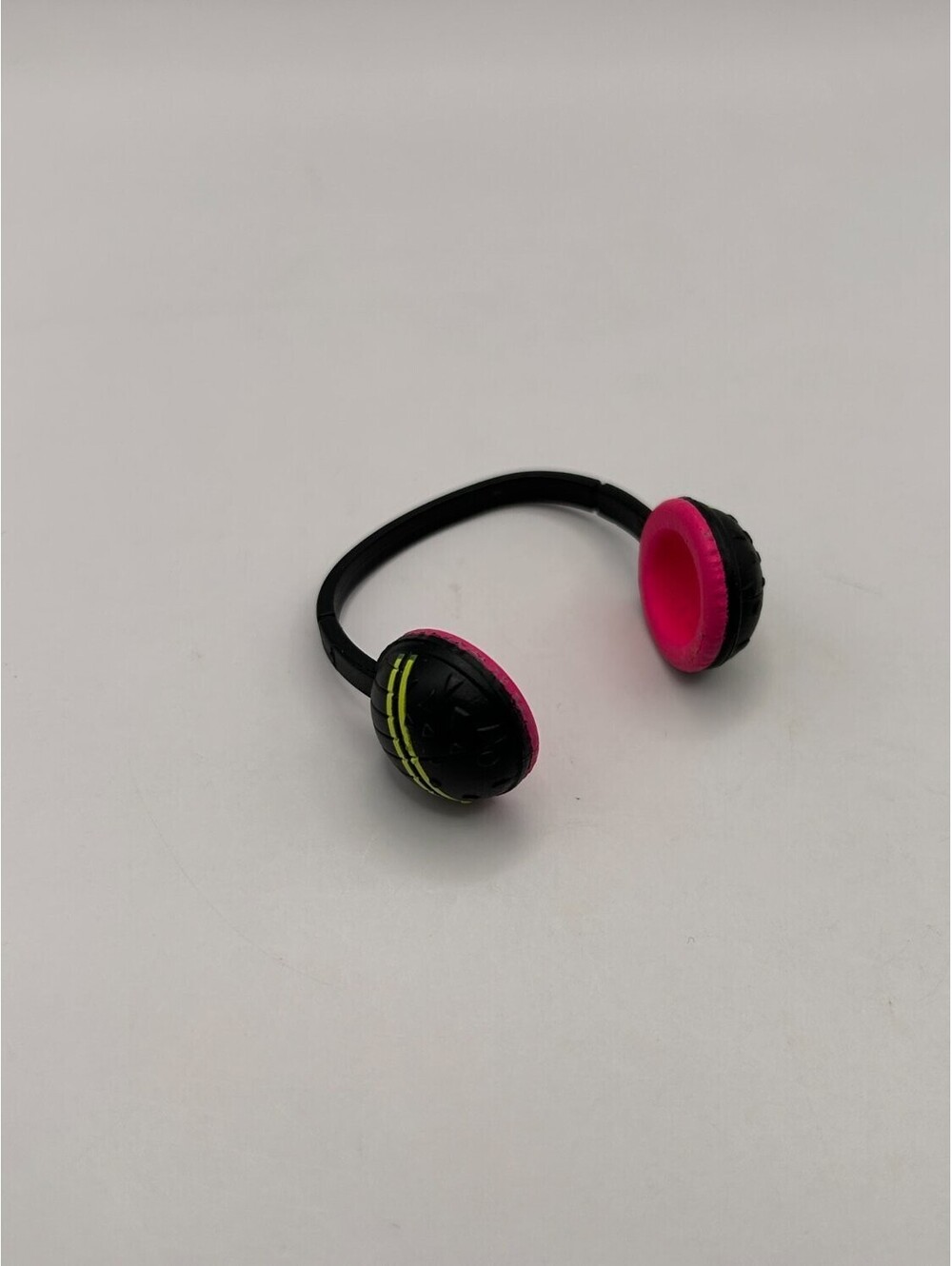 Fashion Doll Headphones Black Hot Pink Ear Pads Yellow Stripes Music Accessory